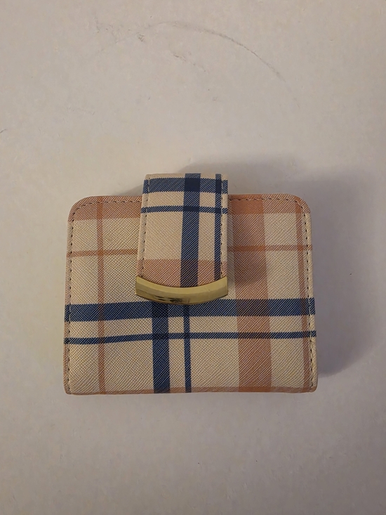 Handbags - Plaid Snap Wallet in Beige, Navy & Tan